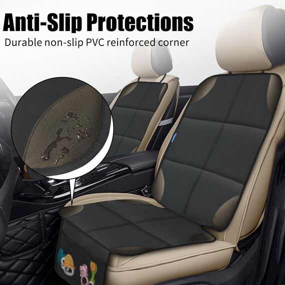 Psumuabrre Kindersitzunterlage Auto, ISOFIX Geeignete Sitzauflage Kindersitz Sitzschoner rutschfest Wasserdicht Universell Auto Autositzschutz Autositz Unterlage Dunkelgrau (1 Stück)