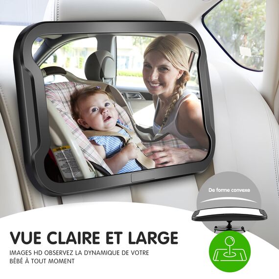 Vinabo Baby-Autospiegel, Bruchsicherer Babyspiegel, um 360° Verstellbarer Autospiegel, Baby-Rücksitzspiege - Geeignet für Allerlei Kopfstützen (Packung mit 5)