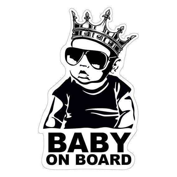 Baby on Board Aufkleber 12x7cm Auto Sticker -Finest Folia Autoaufkleber UV- Wetterfest Wasserfest Hangover (Junge, Baby on Board Krone)