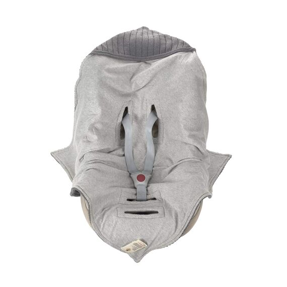 LÄSSIG Baby Strickdecke für Autositz Autositzdecke Einschlagdecke Babyschale 100% Bio-Baumwolle GOTS anthracite