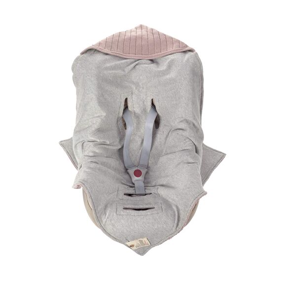 LÄSSIG Baby Strickdecke für Autositz Autositzdecke Einschlagdecke Babyschale 100% Bio-Baumwolle GOTS dusky pink
