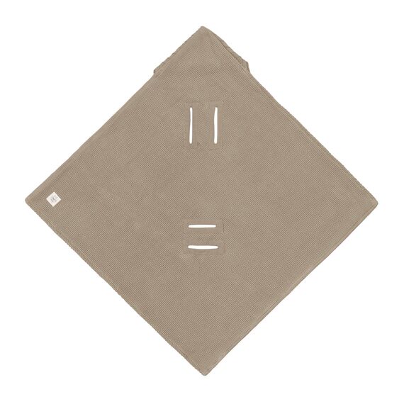 LÄSSIG Baby Strickdecke für Autositz Autositzdecke Einschlagdecke Babyschale 100% Bio-Baumwolle GOTS taupe