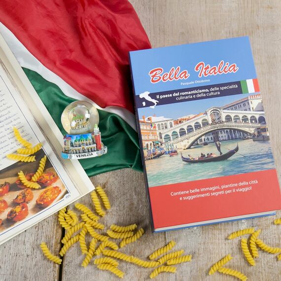 HMF 80935 Buchtresor, getarnte Geldkassette, echte Papierseiten, "Bella Italia", 23 x 15 x 4 cm, Beschriftung in Italienisch