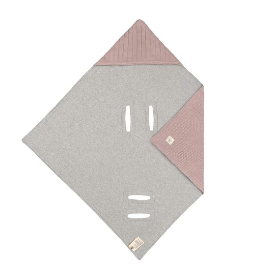 LÄSSIG Baby Strickdecke für Autositz Autositzdecke Einschlagdecke Babyschale 100% Bio-Baumwolle GOTS dusky pink