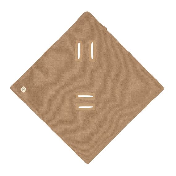 LÄSSIG Baby Strickdecke für Autositz Autositzdecke Einschlagdecke Babyschale 100% Bio-Baumwolle GOTS sand