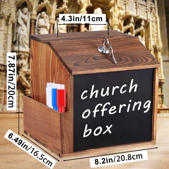 AZEAM HöLzerne Vorschlagsbox Wood Suggestion Box Mit Schloss And Lock,Wooden Tip Briefkasten Holz Wahlurne Donation Boxes,Kummerkasten Spendenbox Holz Countertop Wall Mounted With Chalkboard