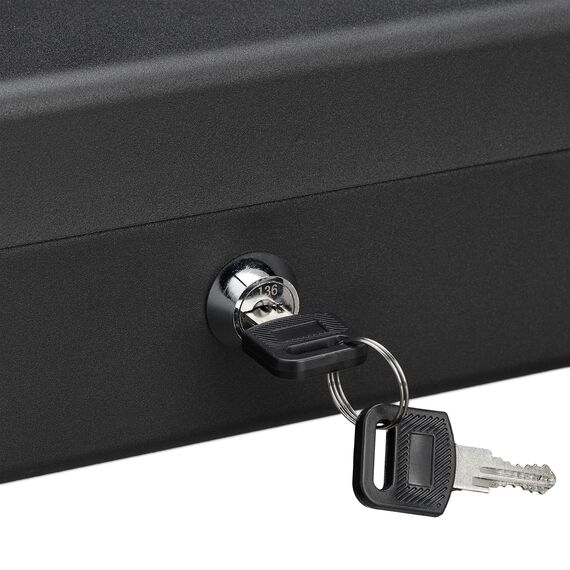 Relaxdays Geldkassette abschließbar, Münzzählbrett & 4 Scheinfächer, Geldkasse Eisen, HBT 8,5 x 30,5 x 24,5 cm, schwarz
