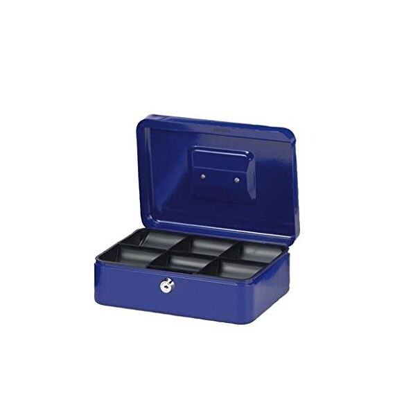 MAUL Geldkassette 3 aus Stahl | abschließbar | Münzgeld-Einsatz herausnehmbar | 25 x 19 x 9 cm | Kasse mit 2 Schlüsseln | geeignet als Spardose | kleiner Safe, Tresor, Trinkgeldkasse | Blau