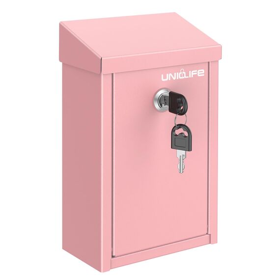 Uniclife Sicherheits Briefkasten für Außenbereich Metall Spendenbox mit Zahlenschloss Wandmontage mit Schlitz Stahl Geldbox für Haus Büro Unternehmen Rosa