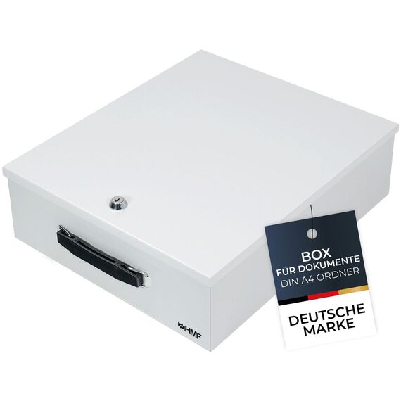 HMF 142-07 Abschließbare XL Dokumentenkassette für Ordner | DIN A4 / B4 | Lichtgrau