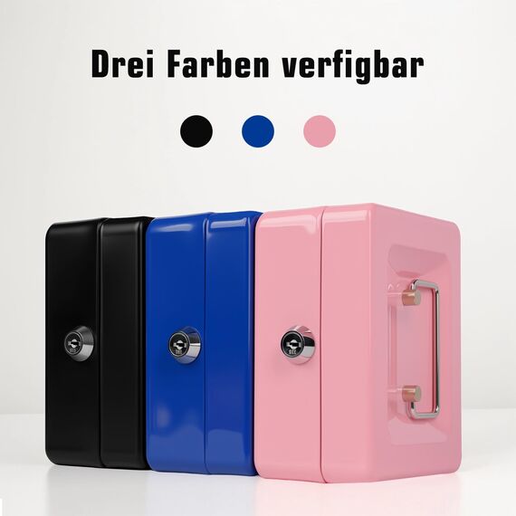 Geldkassette mit Schlüssel, tragbare Kasse mit Münzfach, kleine abschließbare Geldkassette für Haus, Büro und Veranstaltungen, 15 * 12 * 8cm(Rosa)