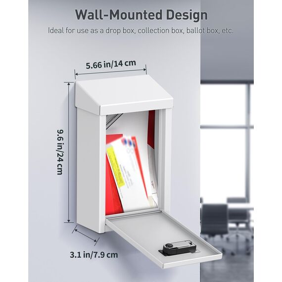 Uniclife Metall Briefkasten für Außenbereich mit Zahlenschloss, sichere Spenden und Sammlungsbox mit Oberschlitz, Stahl Wandmontage Geldbox für Büro, Geschäfte und Zuhause