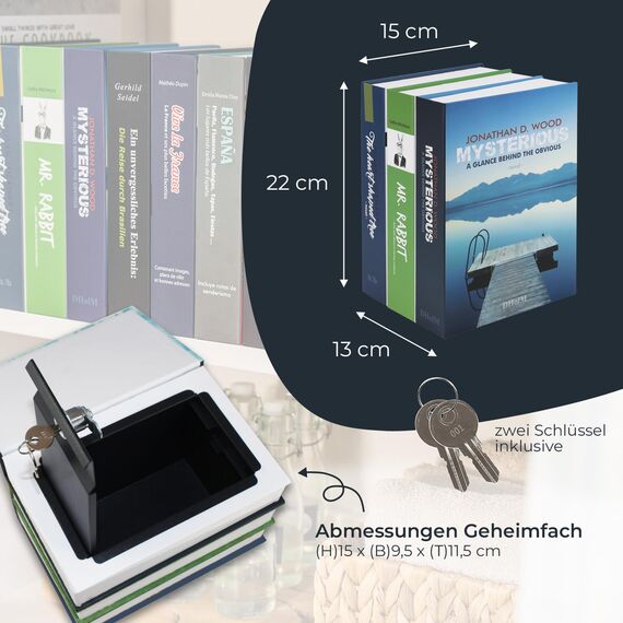 HMF 4312202 Buchkassette XL, Geldkassette Buchattrappe Geldversteck 22,0 x 13,0 x 15,0 cm