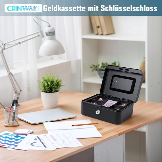Geldkassette mit Schlüssel, tragbare Kasse mit Münzfach, kleine abschließbare Geldkassette für Haus, Büro und Veranstaltungen, 20 * 16 * 9cm