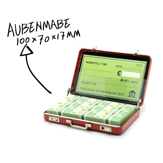 ASVP Shop Geldkoffer zum Geburtstag oder als Verpackung für Gutscheine - Mini Aktenkoffer aus Aluminium mit Schnappverschluss als Hochzeitsgeschenk und Grußkarte - Ideal als Geschenk(Red)