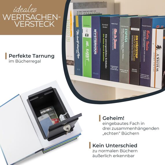 HMF 4312202 Buchkassette XL, Geldkassette Buchattrappe Geldversteck 22,0 x 13,0 x 15,0 cm