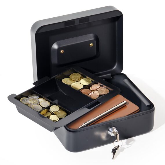 GREELUE Geldkassette (20 * 16 * 8.5 CM) Abschließbar mit Schloss, Feuerfeste Geldbox, Wasserabweisend Geldkassette Klein mit Münzzählbrett, Cash Box, Spardose
