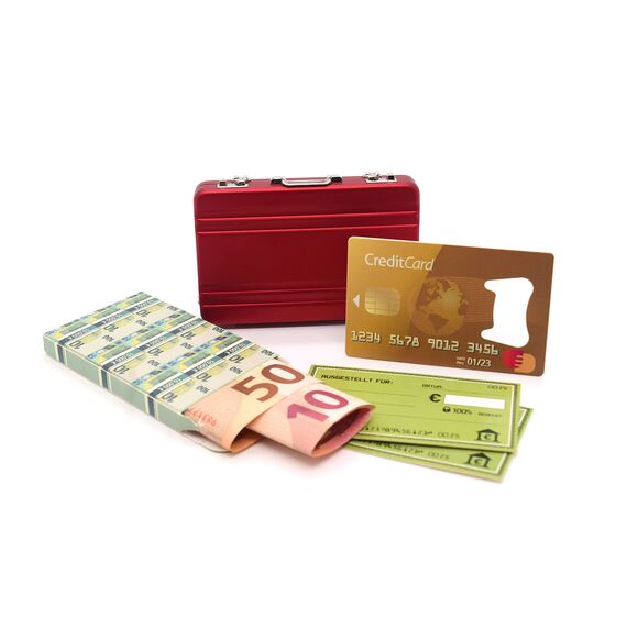 ASVP Shop Geldkoffer zum Geburtstag oder als Verpackung für Gutscheine - Mini Aktenkoffer aus Aluminium mit Schnappverschluss als Hochzeitsgeschenk und Grußkarte - Ideal als Geschenk(Red)