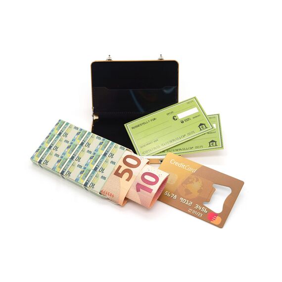 ASVP Shop Geldkoffer zum Geburtstag oder als Verpackung für Gutscheine - Mini Aktenkoffer aus Aluminium mit Schnappverschluss als Hochzeitsgeschenk und Grußkarte - Ideal als Geschenk(Gold)