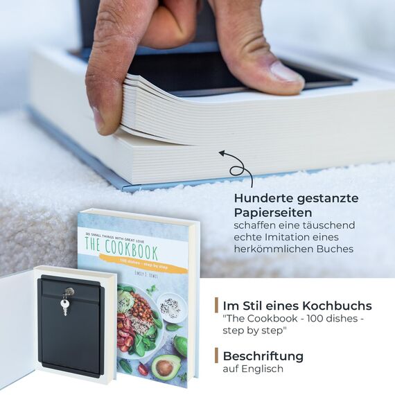 HMF 81001 Buchsafe, getarnte Geldkassette mit echten Papierseiten, Kochbuch, 26,5 x 19 x 4,2 cm