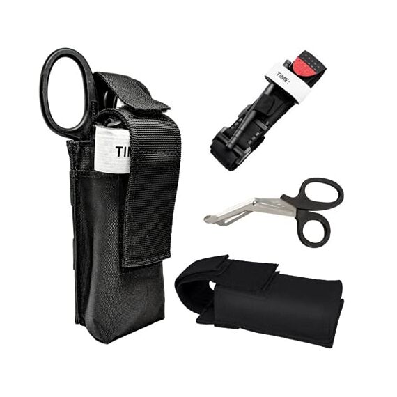 Feloyal Tourniquet & Tactical Beutel & EMT Tactical Medical Scissors Zubehör Jagd- und Wander-Notfallset für schwere Notfälle im Freien und Blutverlustkontrolle Wandern