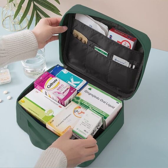WOGOPRO 2stk Medikamententasche Große Kapazität Medizinische Notfalltasche Leer wasserdichte Medizin Aufbewahrungstasche Tragbar Medikamententasche Für Home, Office, Reisen(Grün)