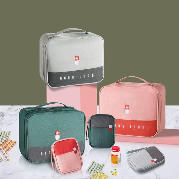 WOGOPRO 2stk Medikament Tasche Große Kapazität Medizinische Notfalltasche Leer wasserdichte Medizin Aufbewahrungstasche Tragbar Medikamententasche Für Home, Office, Reisen(Grau)