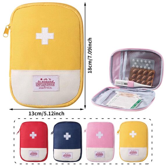 Coztie Medikamententasche, 4 Stück Reiseapotheke Tasche, Mini Erste Hilfe Tasche Leer, Medizin Aufbewahrungstasche, Tragbar für Zuhause, Schule, Büro, Outdoor, Reisen, 4 Farben