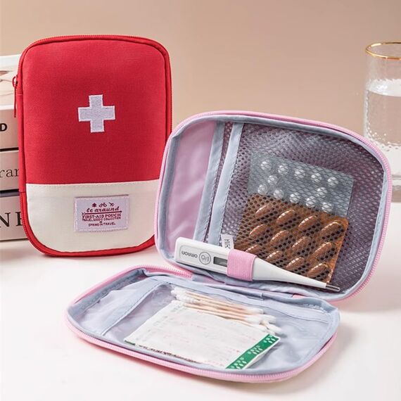 Coztie Medikamententasche, 4 Stück Reiseapotheke Tasche, Mini Erste Hilfe Tasche Leer, Medizin Aufbewahrungstasche, Tragbar für Zuhause, Schule, Büro, Outdoor, Reisen, 4 Farben