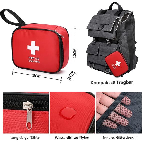 HONYAO® Erste Hilfe Set, Mini Reiseapotheke 90 Teilig, Notfalltasche Notfallset Klein für Outdoor Zuhause Auto Arbeitsplatz Camping Motorrad Fahrrad Wandern Notfall
