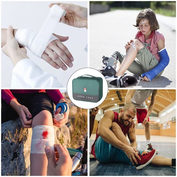 WOGOPRO 2stk Medikamententasche Große Kapazität Medizinische Notfalltasche Leer wasserdichte Medizin Aufbewahrungstasche Tragbar Medikamententasche Für Home, Office, Reisen(Grün)