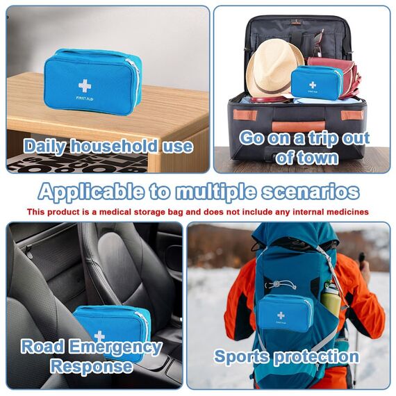 XINGSUI 1 Stück Leer Medikamententasche, Medizin Aufbewahrungstasche Tragbar, Erste-Hilfe-Tasche, für Zuhause, Büro, Fahrzeug, Camping, Arbeitsplatz und Outdoor (Leer)