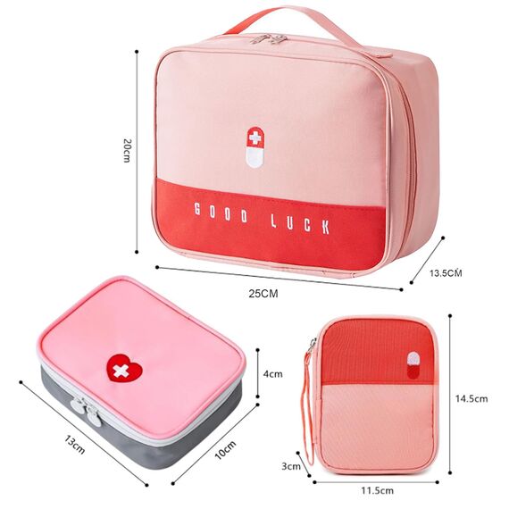 Medikament Tasche, 3 Stück Wasserdichte Medizin Aufbewahrungstasche Medikamententasche Leer Erste Hilfe Tasche Große Kapazität Medizinische Notfalltasche für Home, Office, Reisen (Rosa)