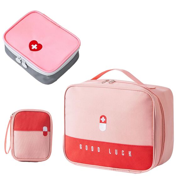 Medikament Tasche, 3 Stück Wasserdichte Medizin Aufbewahrungstasche Medikamententasche Leer Erste Hilfe Tasche Große Kapazität Medizinische Notfalltasche für Home, Office, Reisen (Rosa)