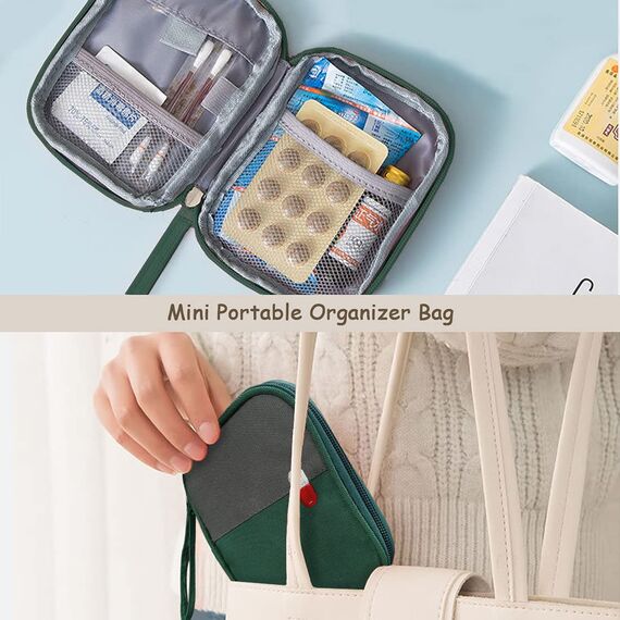 WOGOPRO 2stk Medikamententasche Große Kapazität Medizinische Notfalltasche Leer wasserdichte Medizin Aufbewahrungstasche Tragbar Medikamententasche Für Home, Office, Reisen(Grün)