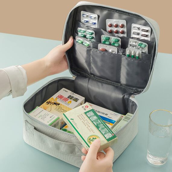 Medikament Tasche, 3 Stück Wasserdichte Medizin Aufbewahrungstasche Medikamententasche Leer Erste Hilfe Tasche Große Kapazität Medizinische Notfalltasche für Home, Office, Reisen (Grau)