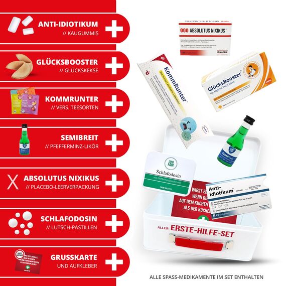 30. Geburtstag | Erste Hilfe Set Geschenk-Box, witziger Sanikasten | 8-teilig | Spaßgeschenk zum 30. Geburtstag