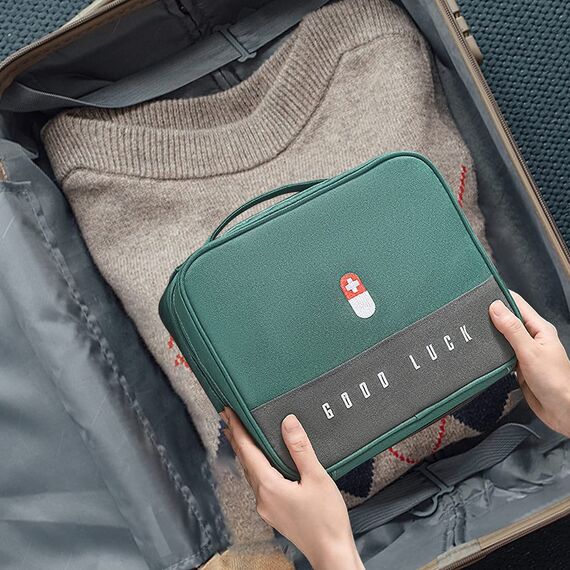 WOGOPRO 2stk Medikamententasche Große Kapazität Medizinische Notfalltasche Leer wasserdichte Medizin Aufbewahrungstasche Tragbar Medikamententasche Für Home, Office, Reisen(Grün)