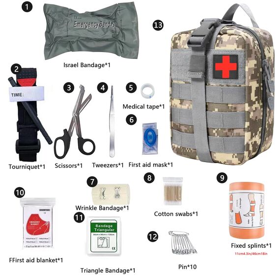 Erste Hilfe Set, Medizinische Taktische Tasche,Medizinische Tasche für Camping, Jagd, Wandern, Zuhause,Auto und Abenteuer,Trauma Kit,Military Combat Survival Everyday Carry Blutungskontrolle
