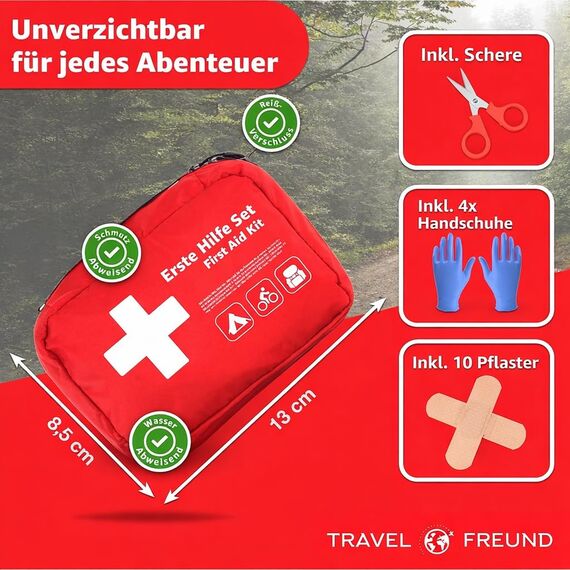 Mini Erste Hilfe Set Verbandskasten - klein & mini Reiseapotheke - Fahrrad & Camping & Travel & Wandern & Outdoor & Fahrrad - First Aid Kit - Unterwegs & reise