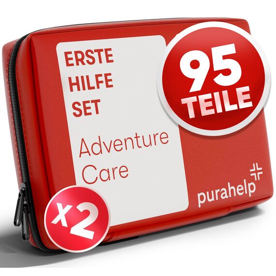 Erste Hilfe Set Outdoor (2 Stück) - Kompakt & Leicht - 95 Teile für Wandern, Outdoor, Camping, Fahrrad - Reiseapotheke Erste Hilfe Set Kinder