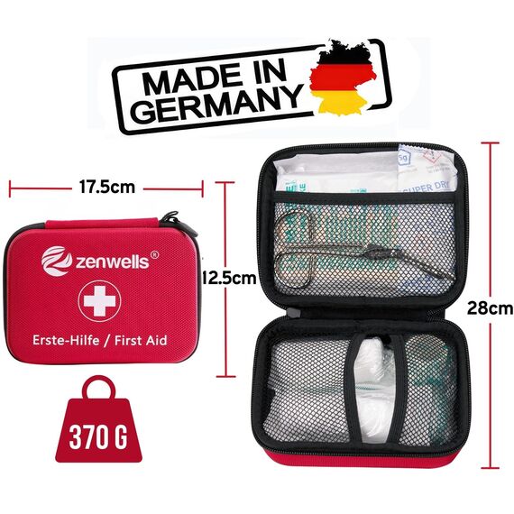Zenwells® Erste-Hilfe-Set nach DIN 13167 – mit CPR Maske & Rettungsdecke – wasserdicht & kompakt – ideal für Outdoor, Reise & Alltag