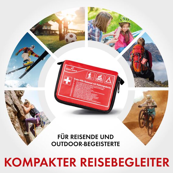 WALSER Premium Mini Erste Hilfe Set 2026, wasserfestes Notfall-Set Outdoor/Camping/Fahrrad, 31-teiliges Reiseapotheke Set, kompaktes Erste Hilfe Set Outdoor, Mini Verbandskasten 2026, First Aid Kit