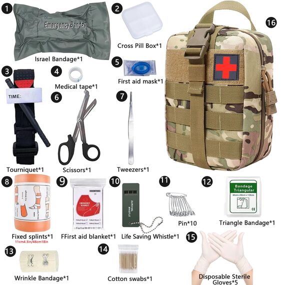 Erste Hilfe Set, Medizinische Taktische Tasche,Medizinische Tasche für Camping, Jagd, Wandern, Zuhause,Auto und Abenteuer,Trauma Kit,Military Combat Survival Everyday Carry Blutungskontrolle