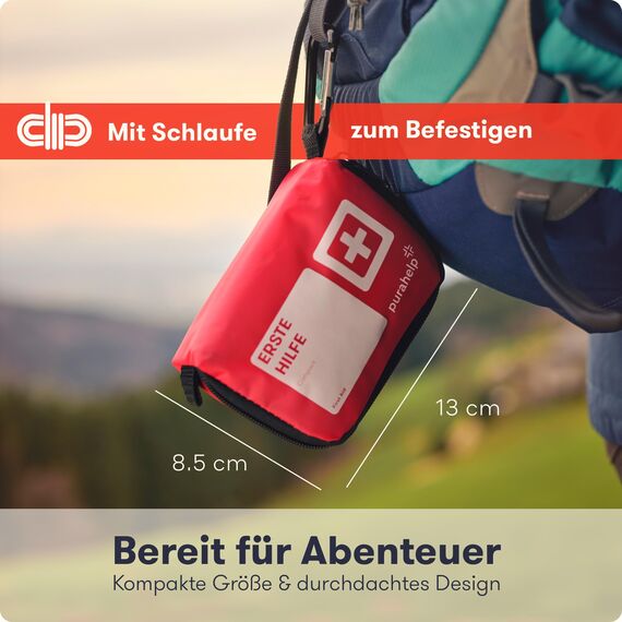 Mini Erste Hilfe Set - Kompakt & Leicht - 52 Teile für Reisen, Outdoor, Camping, Fahrrad - Reiseapotheke Erste Hilfe Set