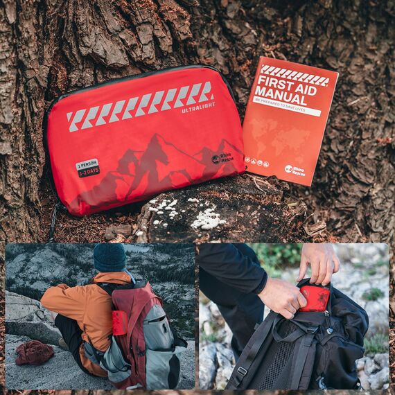 Rhino Rescue Mittlerer Erste-Hilfe-Kasten, Tragbar wasserdichtes medizinisches Kit für Wandern, Rucksacktourismus, Radfahren, Auto, Reise, 17,5 x 10 x 3cm