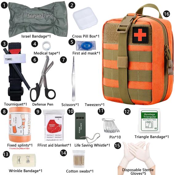 Erste Hilfe Set, Medizinische Taktische Tasche,Medizinische Tasche für Camping, Jagd, Wandern, Zuhause,Auto und Abenteuer,Trauma Kit,Military Combat Survival Everyday Carry Blutungskontrolle