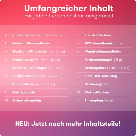 Erste Hilfe Set Outdoor (3 Stück) - Kompakt & Leicht - 95 Teile für Wandern, Outdoor, Camping, Fahrrad - Reiseapotheke Erste Hilfe Set Kinder