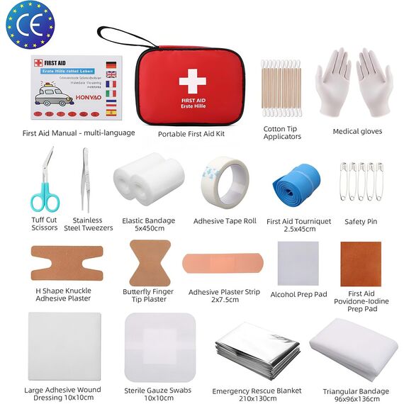 HONYAO Erste Hilfe Set 5 Stück, Mini Reiseapotheke, Notfalltasche Notfallset Klein für Outdoor Zuhause Auto Arbeitsplatz Camping Motorrad Fahrrad Wandern Notfall
