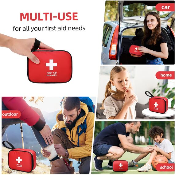 HONYAO Erste Hilfe Set 5 Stück, Mini Reiseapotheke, Notfalltasche Notfallset Klein für Outdoor Zuhause Auto Arbeitsplatz Camping Motorrad Fahrrad Wandern Notfall